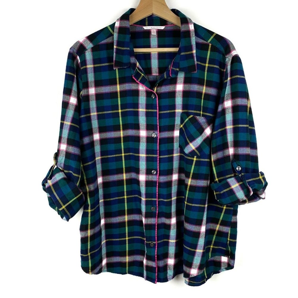 Victoria's Secret Multicolor Plaid Button Down Shirt